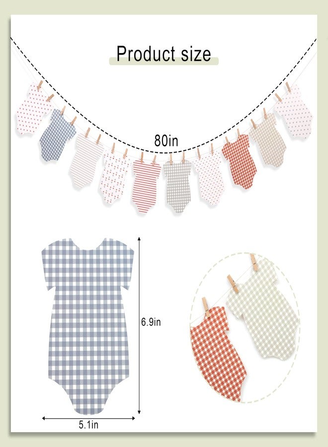 Agkvw Red, White, and Blue Baby Onesie Banner - 4th of July Baby Shower Decorations, Baby Clothesline Garland for Nursery, Newborn Party Decor - Image 2